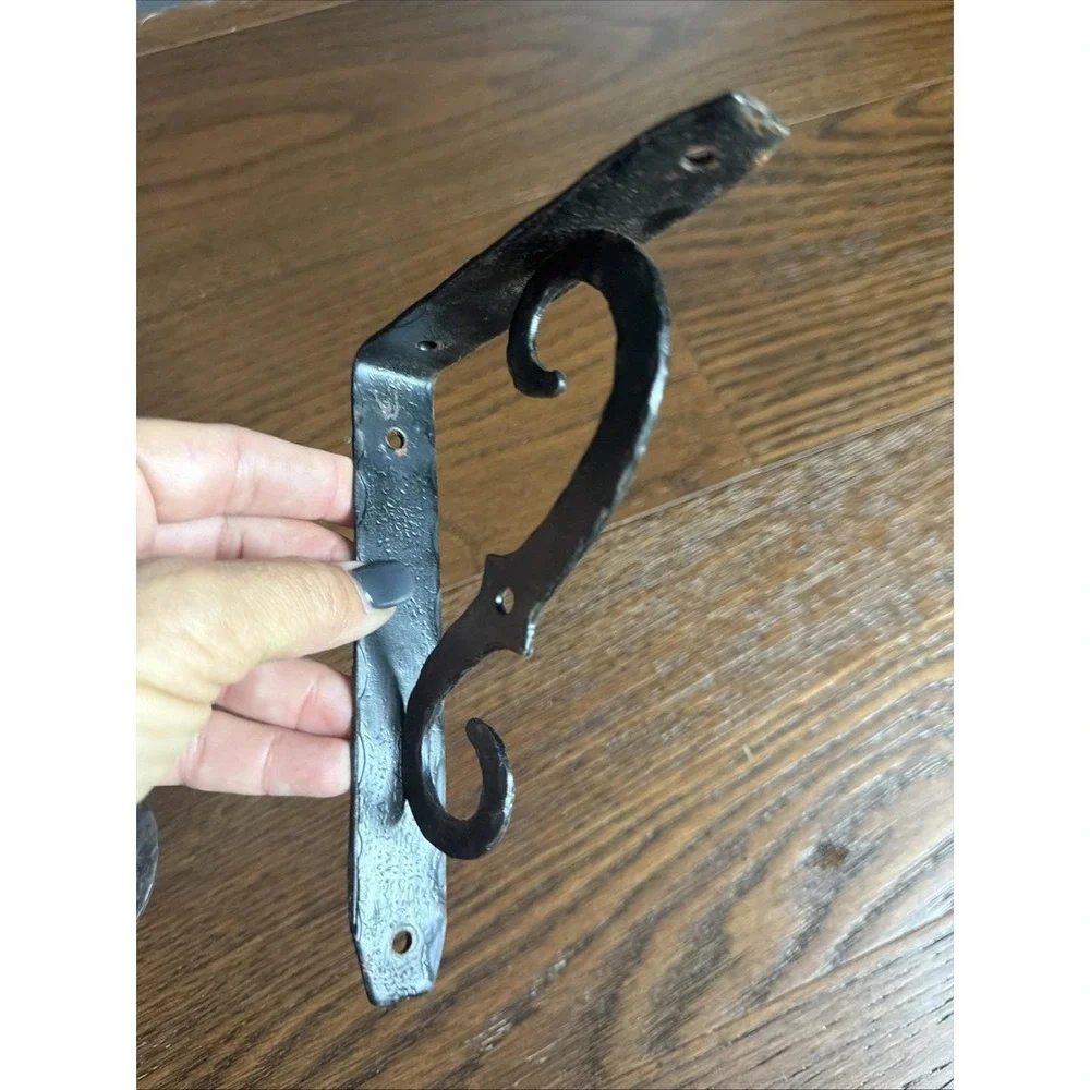 Italian Wrought Iron Wall Shelf Brackets Pair 6